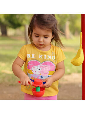 Peppa Pig Girl's "Be Kind" High-Low Shirt Orange Toddler Short Sleeve Hasbro 4T